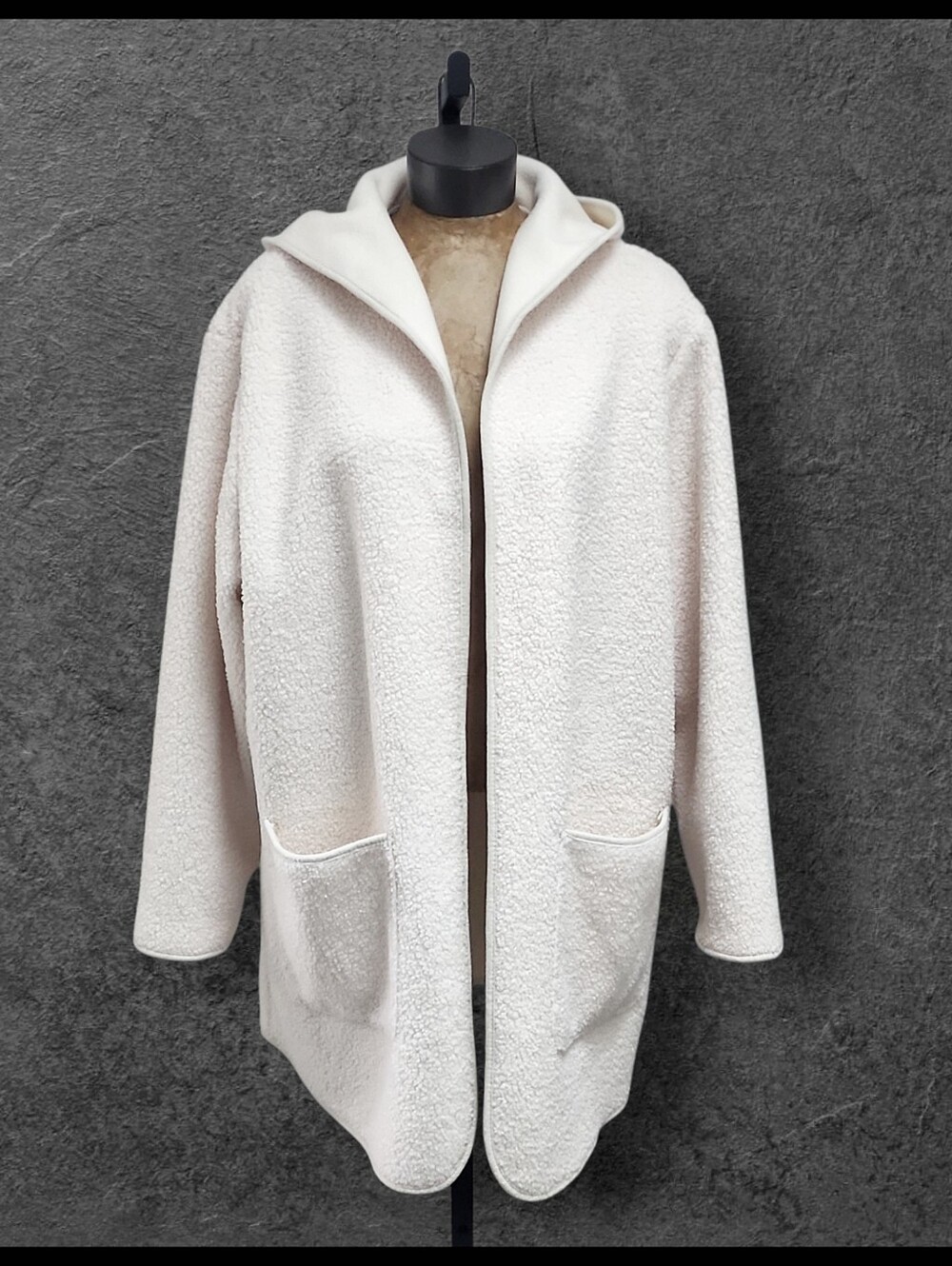 NWT Joie Borg Teddy Bear Sherpa Open Cardigan Jacket Hooded Ivory White M L NEW
